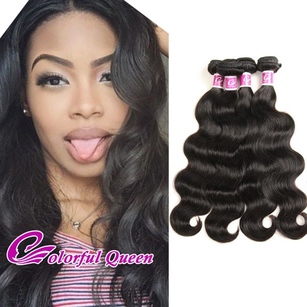 Indian Virgin Hair Body Wave 4 Bundle Deals Colorful Queen Cheap