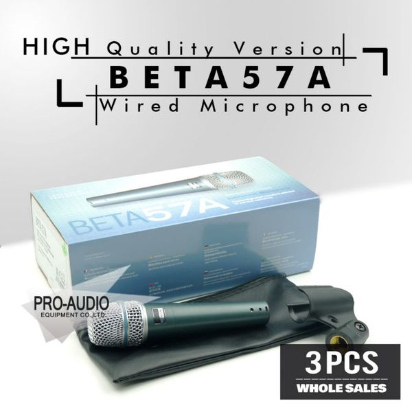 

wholesale 3pcs/lots beta57 professional beta57a super cardioid handheld dynamic wired microphone beta 57a 57 a mic