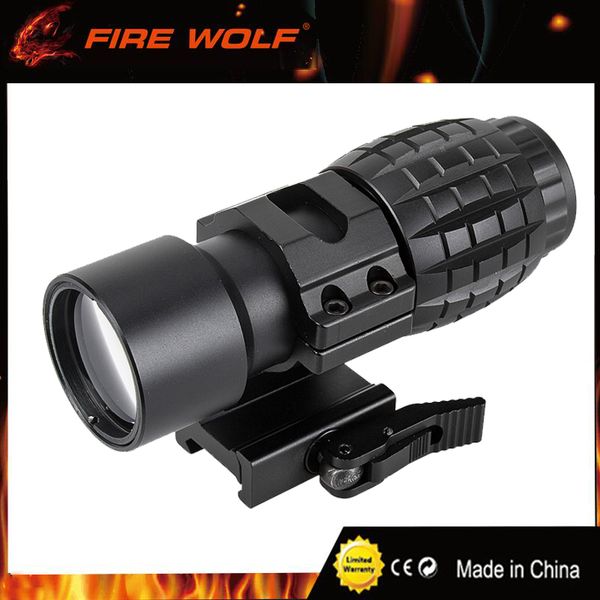 

FIRE WOLF Tactical Red Dot Sight Scope 3x Magnifier Fits Dot Sight With Tactical 30mm Flip to Side 90 Degree Weaver Picatinny Mount Ring