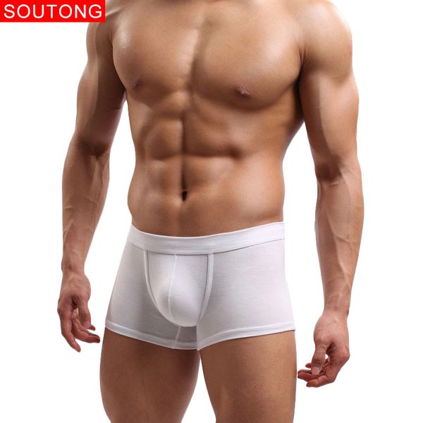 

soutong men underpa men underwear boxer solid color soft underpants modal underwear men boxers calzoncillos hombre, Black;white