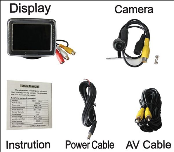 

car rearview camera intelligent parking assistance system pz601 3.5 inch 4:3 digital panel camera pixal 648*488 epacket