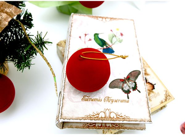 

[simple seven] christmas red lucky ball ring box, plastic flocking ear studs display, red deer jewelry carrying cases, Black;white