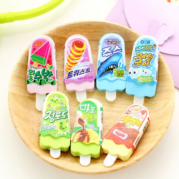 

wholesale-2pcs/lot novelty ice cream rubber eraser kawaii creative kawaii stationery school supplies papelaria gift for kids ing