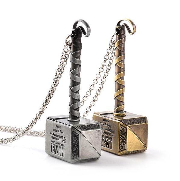 

the avengers alliance zinc alloy big thor hammer pendant necklace vintage silver bronze statement jewelry movie accessories christmas gift