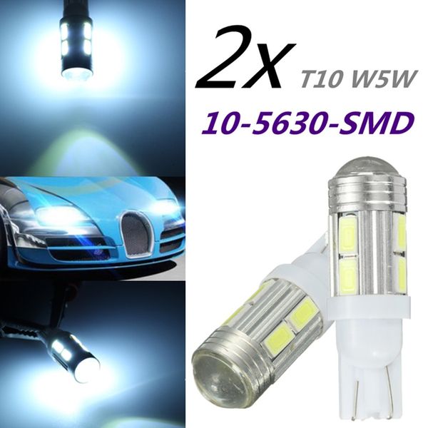

2pcs t10 10-5630-smd led side marker indicator reading license plate light lamp white color