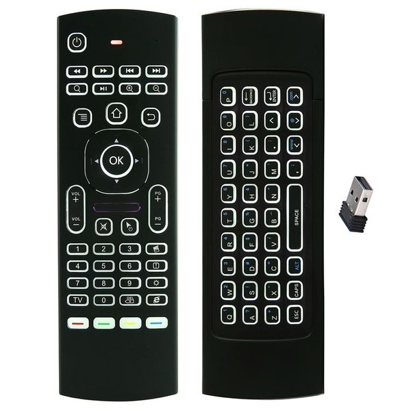 MX3 PRO Backlit mini -teclado sem fio Air Mic Mic Google Voice Voice Remote Remote Ir Learning para Android TV Box PC