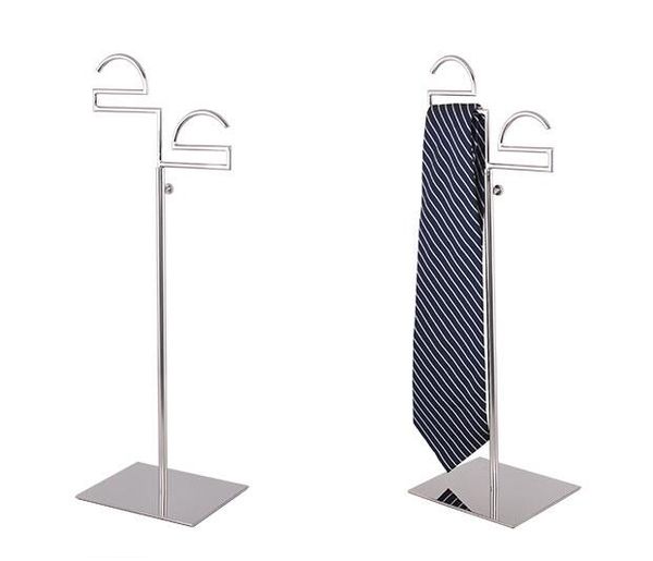 

necktie display stand high-grade stainess steel women silk scarf holder men ties scarves double hook display stand rack for clothing prop