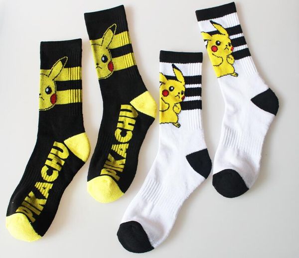 

new arrival japanese harajuku cute cartoon socks women and men long socks kawaii pikachu compression socks aa513, Black;white