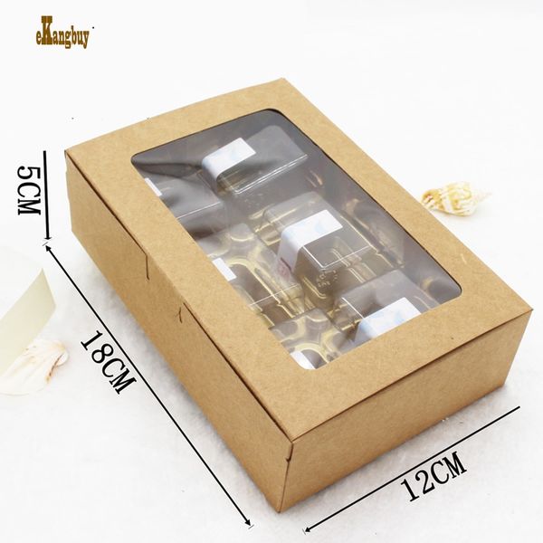 

new arrival rushed cinta aislante 20pcs lot 18x12x5cm kraft paper 6mooncakes in box with pvc window gift cardboard boxes for cakes