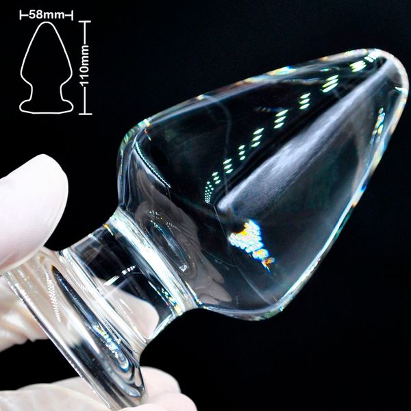 58 millimetri di grandi dimensioni vetro pyrex dildo anale butt plug grande pene di cristallo sfera di perline masturbatore maschile prodotto giocattoli del sesso per le donne uomini gay 17308
