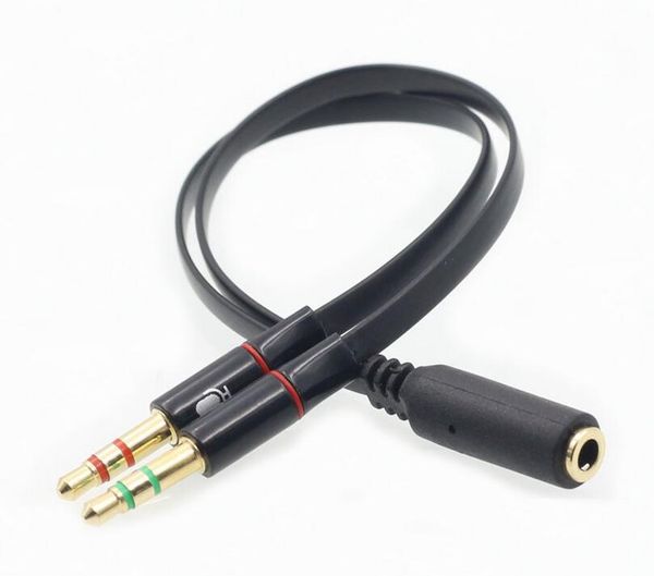 500 teile/los 3,5mm 1 Buchse auf 2 männlich AUX Audio Kabel Mic Splitter Kabel Kopfhörer Adapter Kabel für Telefon pad Mobile