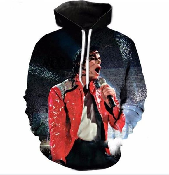 

2017 autumn winter men women new fashion 3d hoodies king of pop - michael jackson printing casual hoody funny sweatshirt xk132, Black
