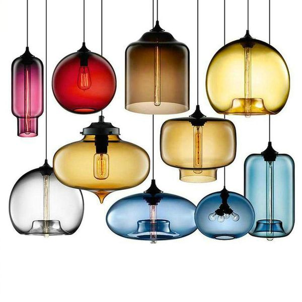 

Modern Loft Style Glass Pendant Lights Fixtures Hanglamp Hanging Lights E27 220v 110v Retro Nordic Design Lamp for Decor Home Lighting