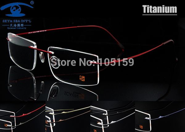 Wholesale- Computer Rimless Titanium Glasses Frame men Memory Eyeglass Frames 7 Colors Meet 1.56 1.61 Prescription Eyewear