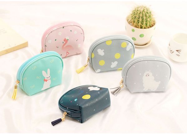 10pcs bolsas cosméticas Ladies Pu Rabbit Print