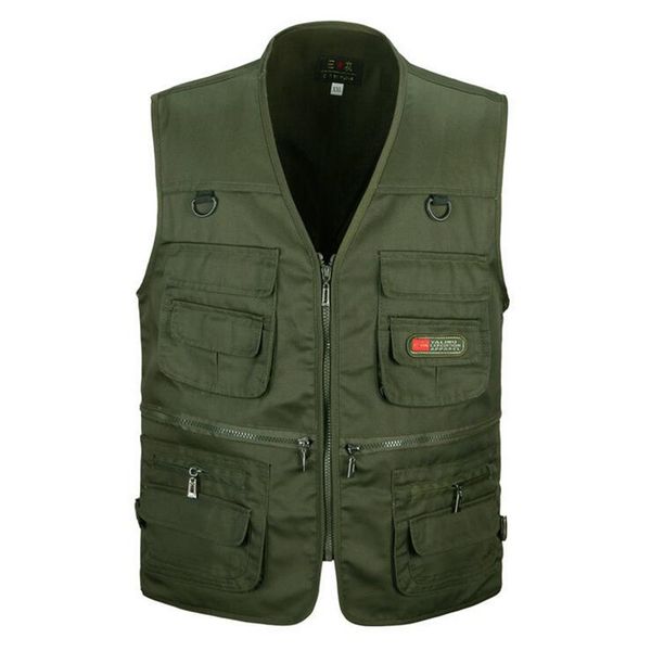 

wholesale- 2016 spring autumn men's casual vest army green waistcoat multi-pocket pgrapher travel and work wear durable plus size 3xl, Black;white