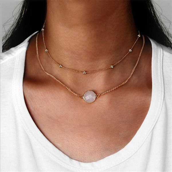 

boho стиль многослойное золото коренастый цепи заявление круглый смола чокеры ожерелья колье воротник ювелирные изделия для женщин 4 цвета m, Golden;silver