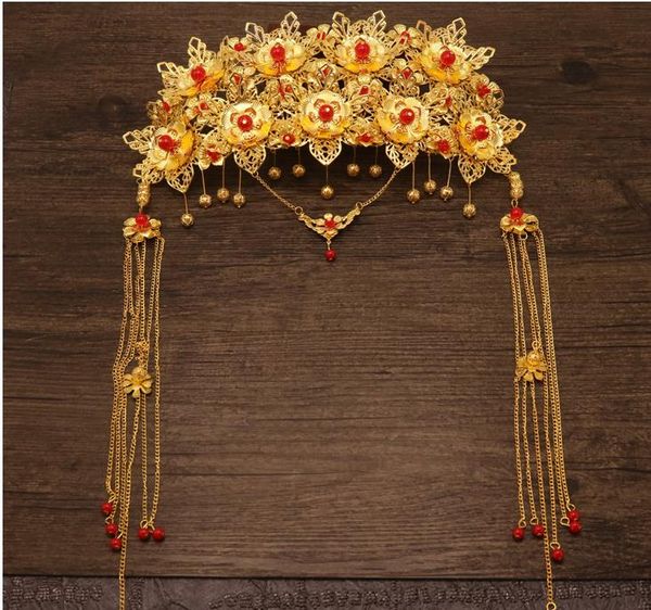 

the bride headdress costume show kimono accessories chinese cheongsam coronet wo ethnic jewelry wedding dress hair comb flow, Silver