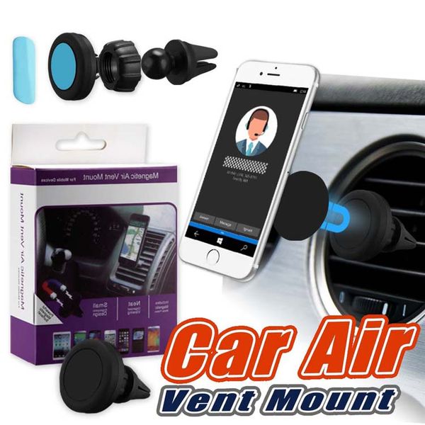 

magnetic car holder car air mount smartphone holder for iphone 8 galaxy s8 cellphones 360 degree rotation car air vent mount in retail box