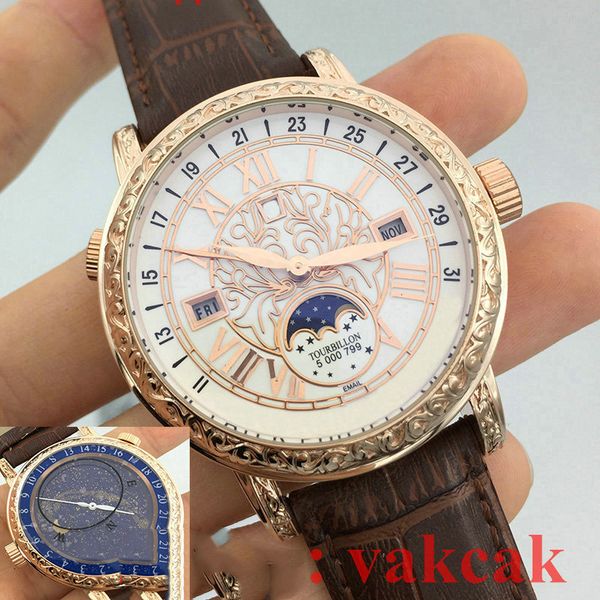 

2018 Quartz New Top luxury brand Sky Moon Tourbillon Men's Stainless Steel Automatic Movement Watch Sports mens Watches tag Wristwatch
