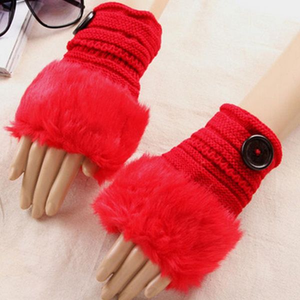 

wholesale- 2016 winter fingerless gloves faux fur half finger glove soft half covered women female gloves mittens, Blue;gray