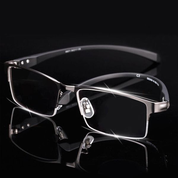 

wholesale- men titanium alloy eyeglasses frame for men eyewear flexible temples legs ip electroplating alloy material,full rim and half r, Silver