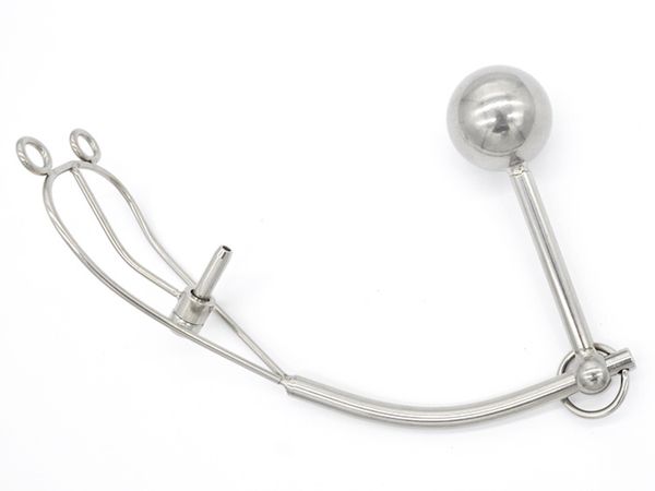 Mulher metal uretra tubo ânus parafuso de chastity bloqueio calças t tipo de aço inoxidável fechaduras brinquedos