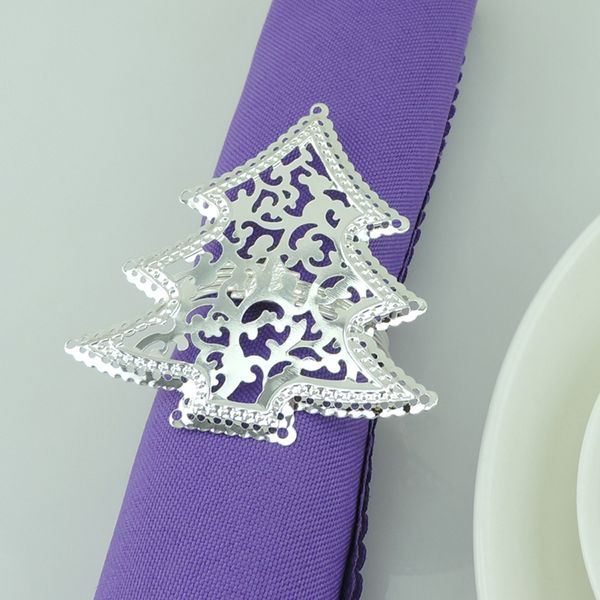 

wholesale- 20pcs christmas tree plated napkin ring serviette buckle holder l wedding party favour decoration