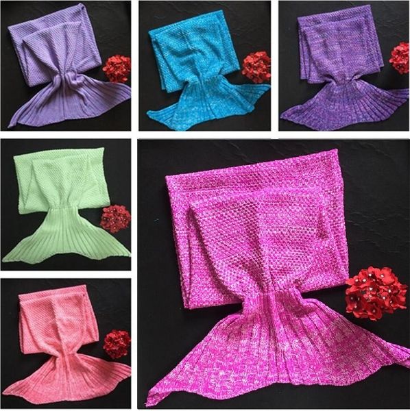 

wholesale- children blankets mermaid blankets baby sleeping bag bedding warm soft handmade knitted sofa blanket 4624