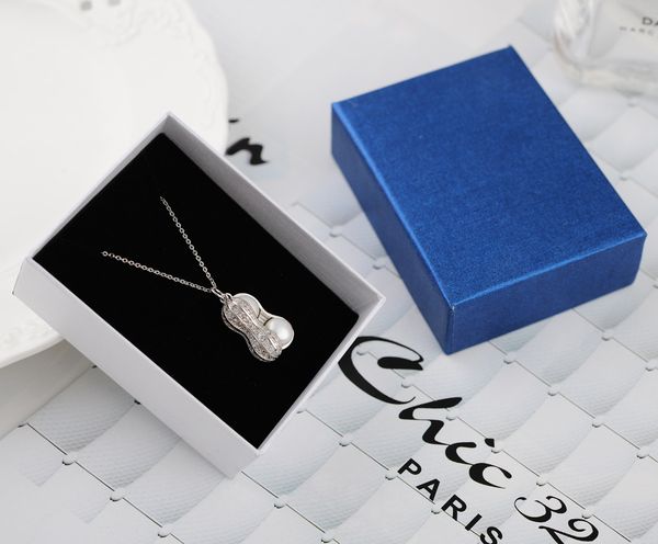 

[simple seven]8.5*6.5*3.5cm classic blue jewelry set box, wedding pendant display with sponge, specialty paper bracelet carrying box, Black;white