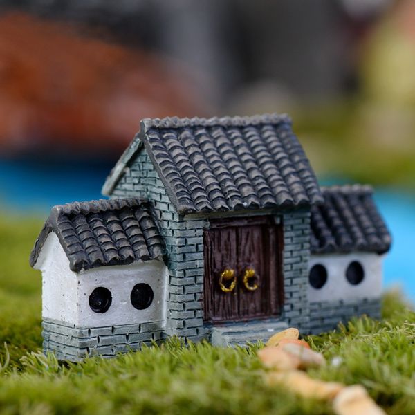 Resina Dollhouse Garden Decorações Mini-Mini Chinês Portão Figurine Moss Terrário Suprimentos Micro Paisagem