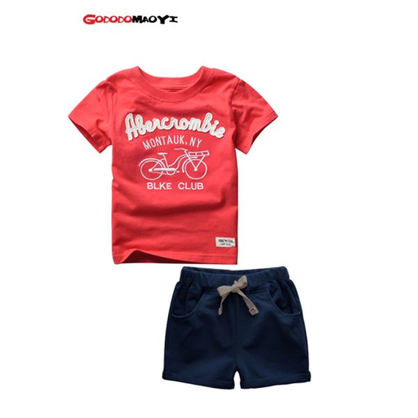 

2017 summer 2-6 years kids baby boys sport brand boys clothing set 100% cotton cartoon t-shirts and shorts children clothes, White