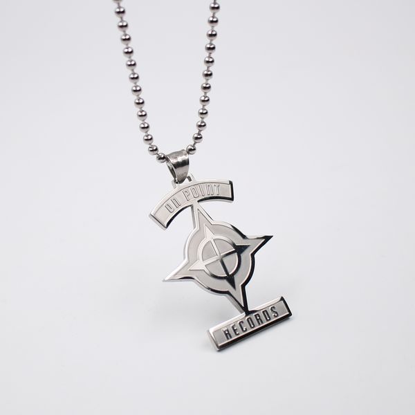 

new on point records style music charm stainless steel pendant & 30inch ball necklace dhl ship free, Silver