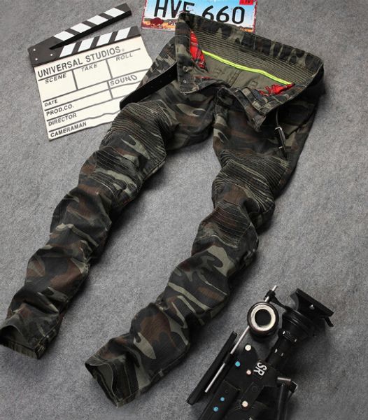 

camouflage pencil pants mens autumn fall army style casual jeans long trousers ing, Blue