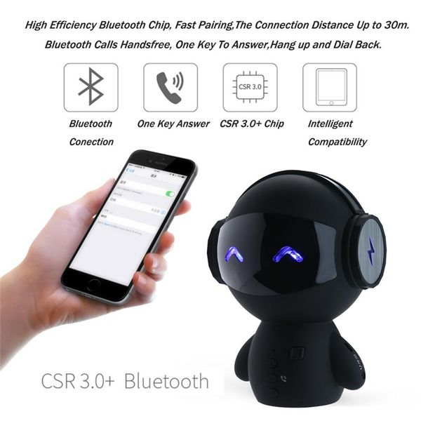 Compre Inteligente Bluetooth Inalámbrico Robot Speaker Mini Bass ...
