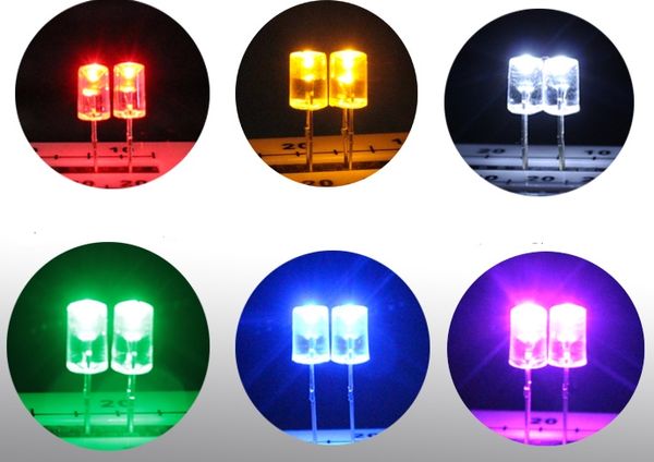 MISTURE 6 cores através do furo plano côncavo 5MM contas de luz de diodo LED para tira LED, natal etc.