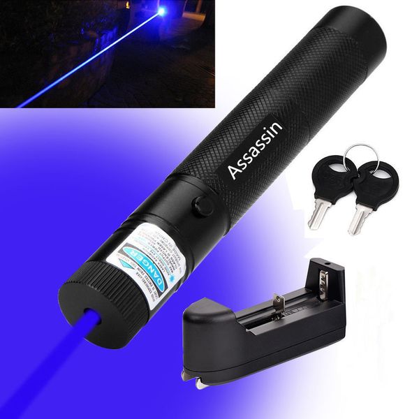 

Visible Blue Voilet Laser Pointer Pen 10Miles Single Beam Rechargeable Blue Lazer Pen Pointer 405nm+ 18650 Battery + Charger