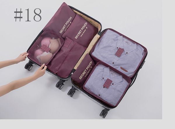 100 conjunto 2017 Novo 7 Pcs Conjunto Com Zíper À Prova D 'Água Sacos de Viagem Das Mulheres Dos Homens Nylon Bagagem Saco de Cubo Embalagem Underware Sutiã Saco De Armazenamento