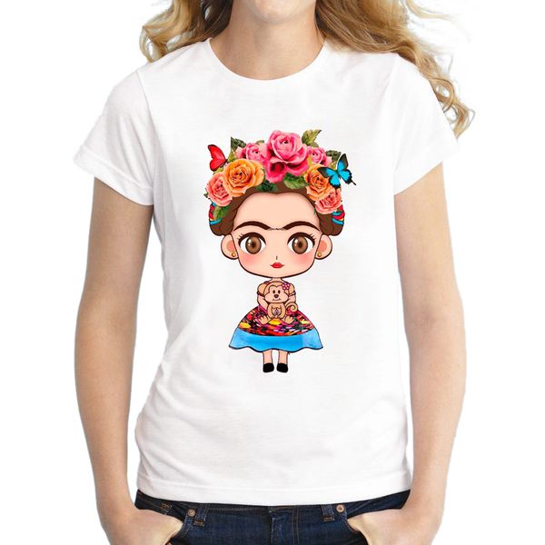 

2017 Hot Sale Cartoon Mexican Frida Kahlo T Shirt Short Sleeve Women T-shirt Novelty Tee Frida Kahlo Printed Casual Shirts