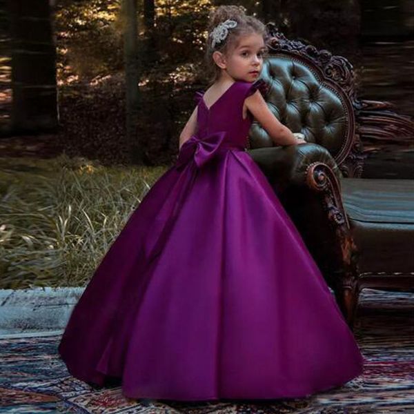 

purple a line flowergirl dress jewel neck sleeveless ruffles floor length flower girl dresses with lovely bow kids dress for wedding party, White;blue