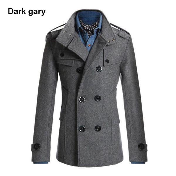 

wholesale- spring autumn men's woolen coats casual overcoat fashion wool coat men windbreaker jacket peacoat casaco sobretudo masculino, Black