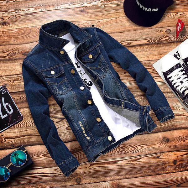 

wholesale- t china wholesale 2016 new spring autumn male denim jacket boys denim coat teenage casual slim outerwear men's clothing, Black;brown