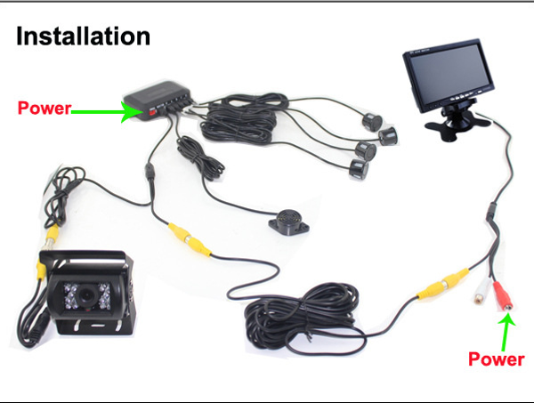 

2.4g wireless car truck rearview parking sensors pz608w 7 inch digital lcd monitor automatically work when reversing dc 12v 24v dhl