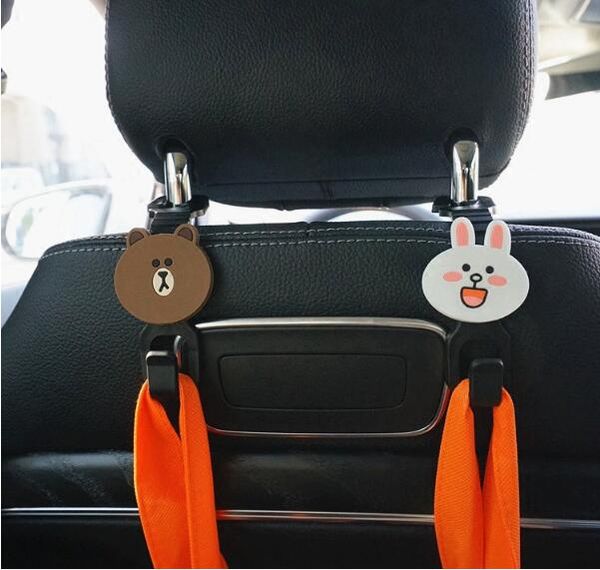 

50pcs/lot new design 13.5*5cm brown bears line pvc soft cartoon car hook in the car seat chair back seat hook convenience hooks