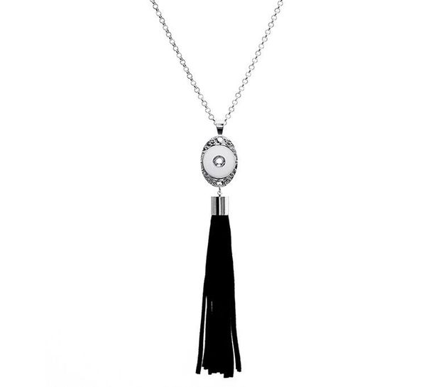 

10pcs/lot noosa snap button tassel necklace chain necklace length 50cm women antique silver jewelry for party jewelry