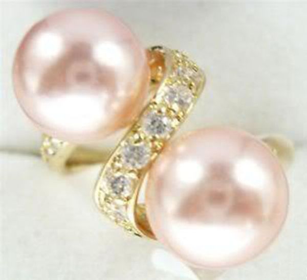 Noblest Silver Pink Shell Pearl Ring Misura 7 8 9