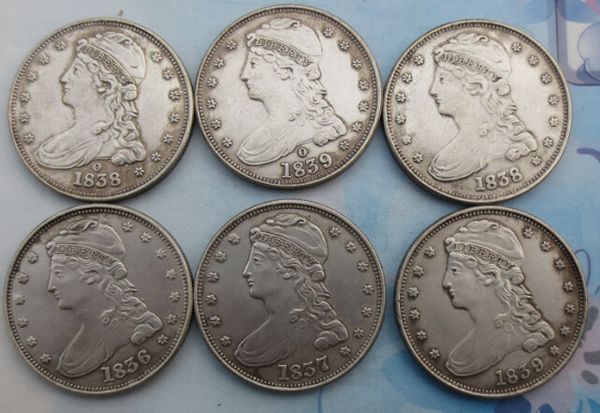 

capped bust half dollars copy coins 6 pieces (1836-1839o