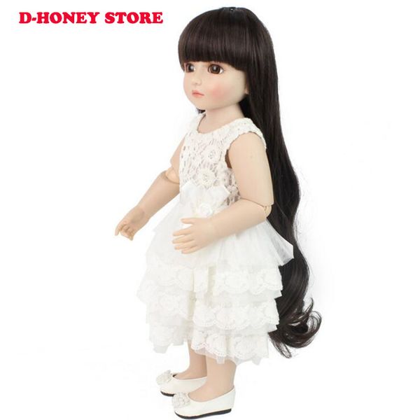 48cm Bjd Dolls Full Silicone Cute American Girl With Long Hair And