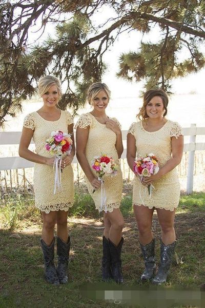 

New arrival country tyle plu ize bride maid dre e 2019 coop neck full lace heath hort maid of the honor dre e cu tom made