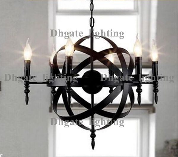 European American Engineering Cafe Bar Wrought Iron Candle Chandelier Vintage Circular Lamp Restaurant Bedroom Pendant Lights Lighting At